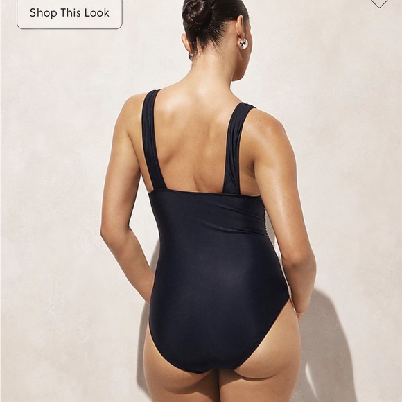 J.Crew Ruched V-neck one piece, size 6, Navy - Picture 3 of 10